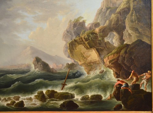 Coast In The Storm And Shipwreck - Claude Joseph Vernet&#039;s Workshop - Paintings & Drawings Style Louis XVI